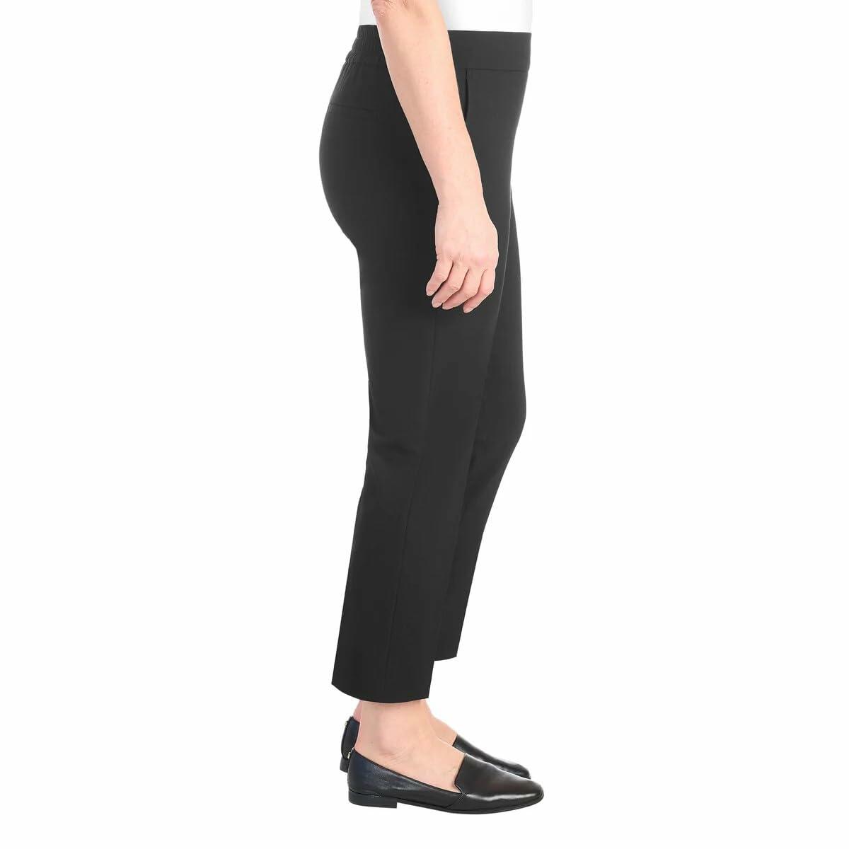 Hilary Radley Women's Pull-on Dress Pants, 4-Way Stretch, Elastic Waist, Front Pockets (US, Alpha, Small, Regular, Regular, Black)
