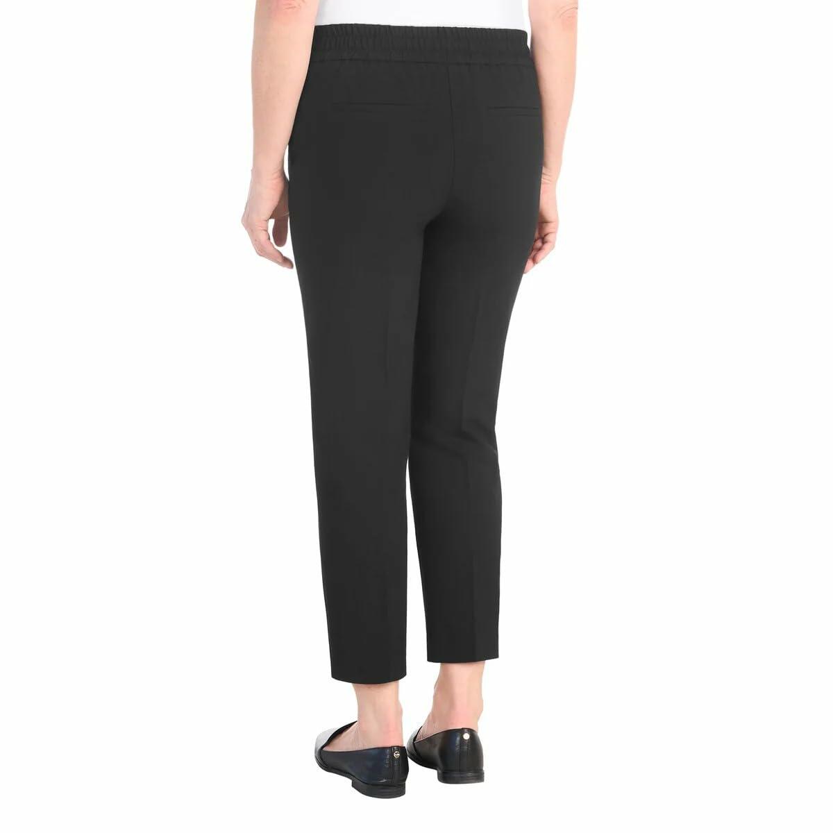 Hilary Radley Women's Pull-on Dress Pants, 4-Way Stretch, Elastic Waist, Front Pockets (US, Alpha, Large, Regular, Regular, Black)