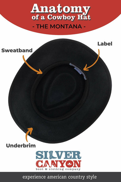 Montana Crushable Wool Felt Western Style Cowboy Hat by Silver Canyon, Olive