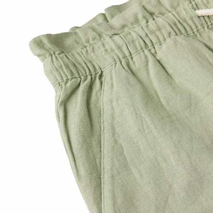 HANG TEN Women's Linen Blend Summer Shorts - Lightweight Casual Elastic Waist Shorts with Pockets - Relaxed Fit (Green, XXL)