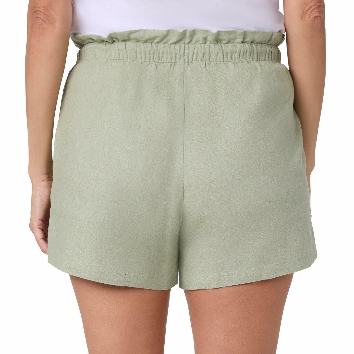 HANG TEN Women's Linen Blend Summer Shorts - Lightweight Casual Elastic Waist Shorts with Pockets - Relaxed Fit (Green, XXL)