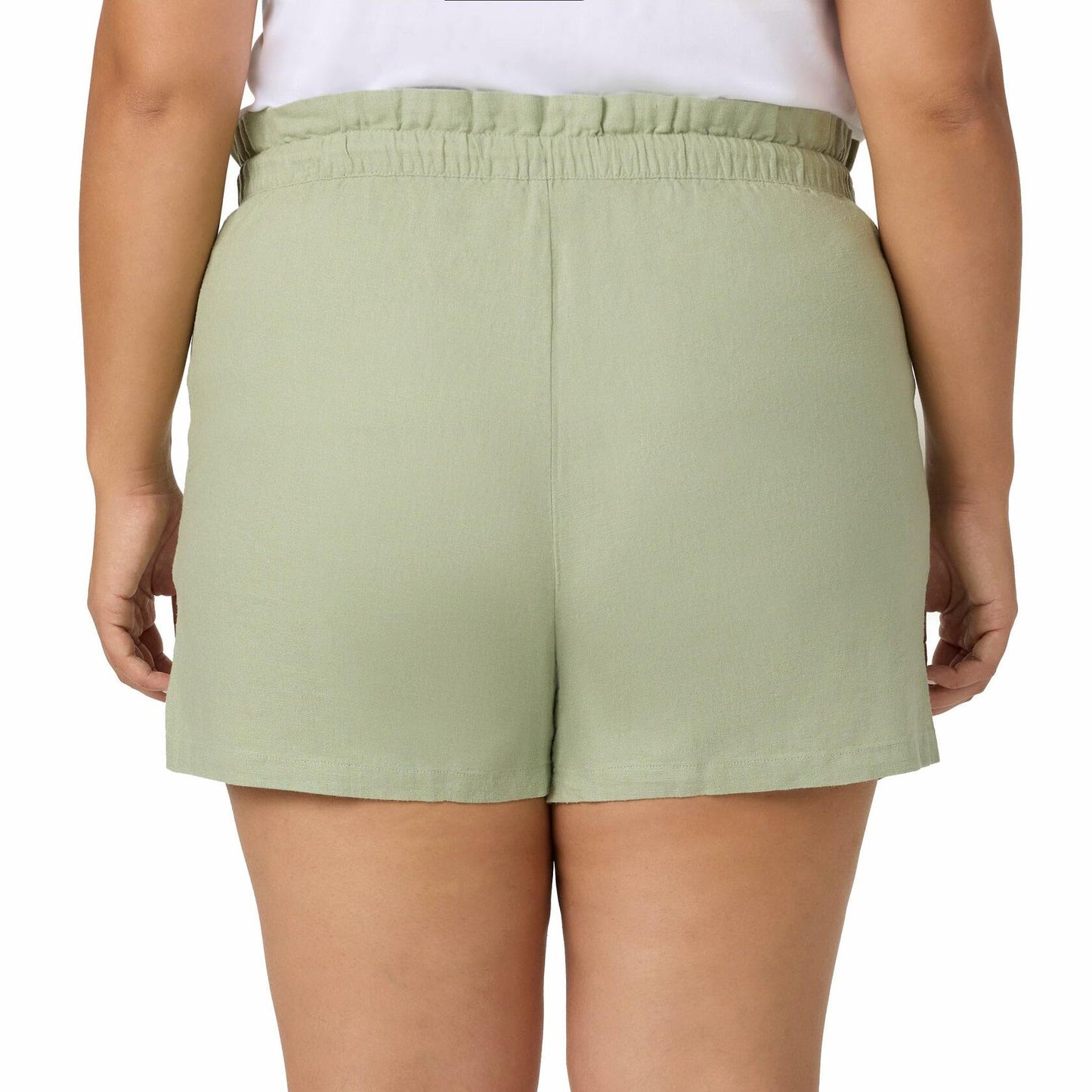 HANG TEN Women's Linen Blend Summer Shorts - Lightweight Casual Elastic Waist Shorts with Pockets - Relaxed Fit (Green, XXL)