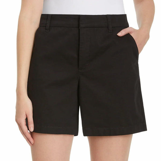 Gloria Vanderbilt Women High Rise Cotton Chino Shorts (Black, 10)