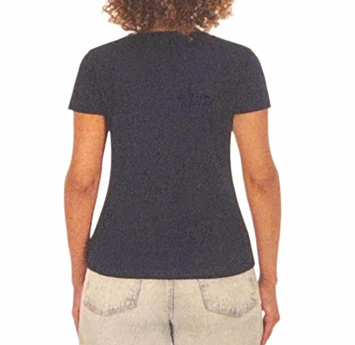 DKNY Women's Short Sleeve Crew Neck Organic Cotton Tee Shirt (US, Alpha, Large, Regular, Regular, Navy)