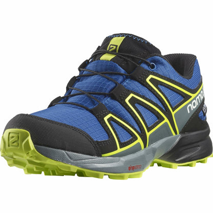 Salomon Junior’s Speedcross Climasalomon Waterproof Trail Shoes - Nautical Blue/Black/Acid Lime - 2