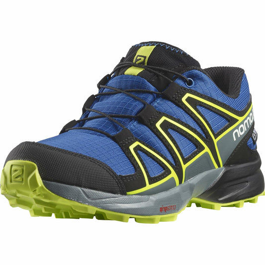 Salomon Junior’s Speedcross Climasalomon Waterproof Trail Shoes - Nautical Blue/Black/Acid Lime - 2
