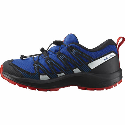 Salomon Unisex Junior’s XA Pro V8 ClimaSalomon Waterproof Hiking Shoes for Kids - Lapis Blue/Black/Fiery Red - 1