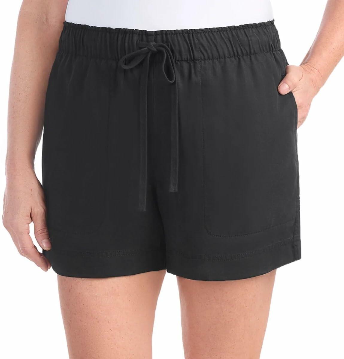Hilary Radley Womens Lightweight Pull-on Tencel Short (US, Alpha, X-Large, Regular, Regular, Black)