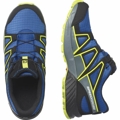 Salomon Junior’s Speedcross Climasalomon Waterproof Trail Shoes - Nautical Blue/Black/Acid Lime - 2