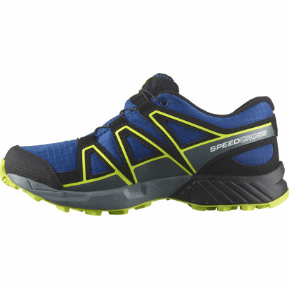 Salomon Junior’s Speedcross Climasalomon Waterproof Trail Shoes - Nautical Blue/Black/Acid Lime - 2