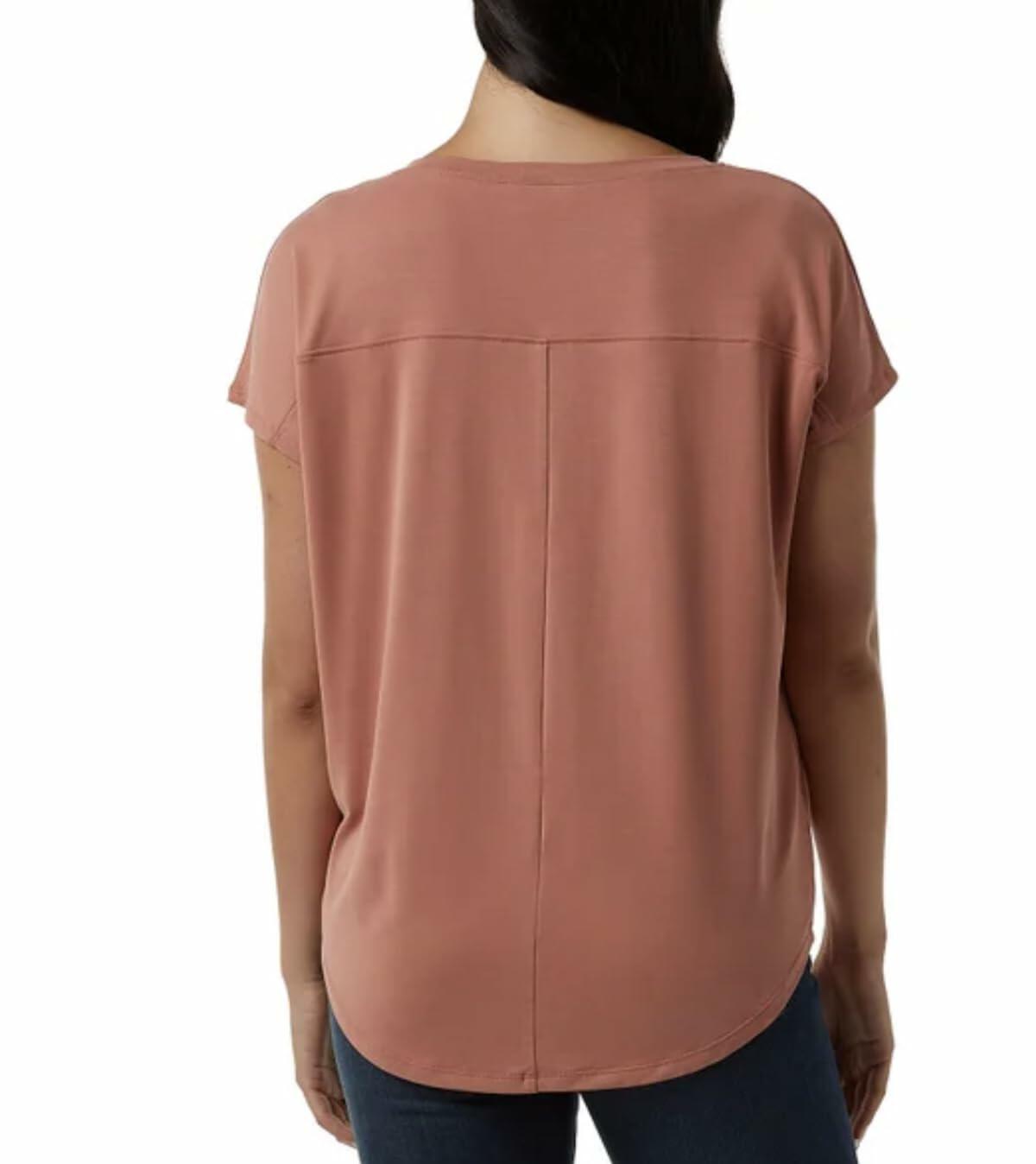 32 Degrees Cool Women's Soft Luxe Short Sleeve V-Neck Top (US, Alpha, XX-Large, Regular, Regular, Cedarwood (Red))