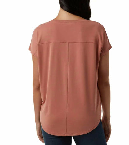 32 Degrees Cool Women's Soft Luxe Short Sleeve V-Neck Top (US, Alpha, XX-Large, Regular, Regular, Cedarwood (Red))