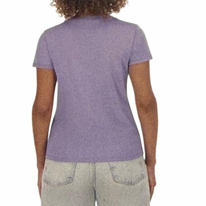 DKNY Women's Short Sleeve Crew Neck Organic Cotton Tee Shirt (US, Alpha, Large, Regular, Regular, Purple)