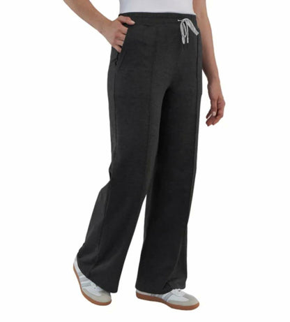 Kirkland Signature Women's Moisture Wicking Lightweight Pintuck Pant (US, Alpha, Large, Regular, Regular, Black Noir Heather (Black))