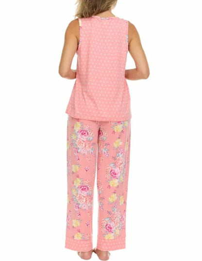 Flora Nikrooz FN Women's Super Soft 3 Piece Pajama Sleep Set, Robe, Tank, and Pant (US, Alpha, XX-Large, Regular, Regular, Pink Floral)