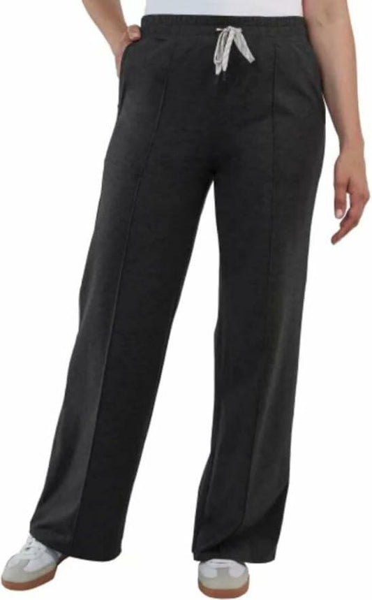 Kirkland Signature Women's Moisture Wicking Lightweight Pintuck Pant (US, Alpha, XX-Large, Regular, Regular, Black Noir Heather (Black))