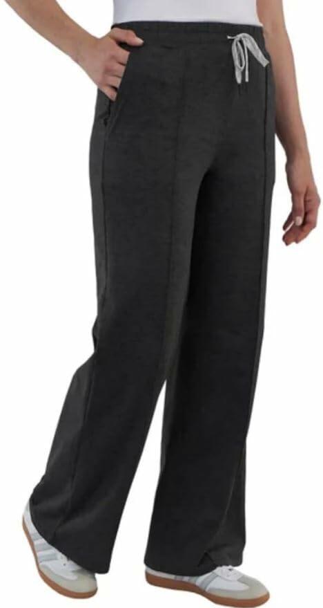Kirkland Signature Women's Moisture Wicking Lightweight Pintuck Pant (US, Alpha, XX-Large, Regular, Regular, Black Noir Heather (Black))
