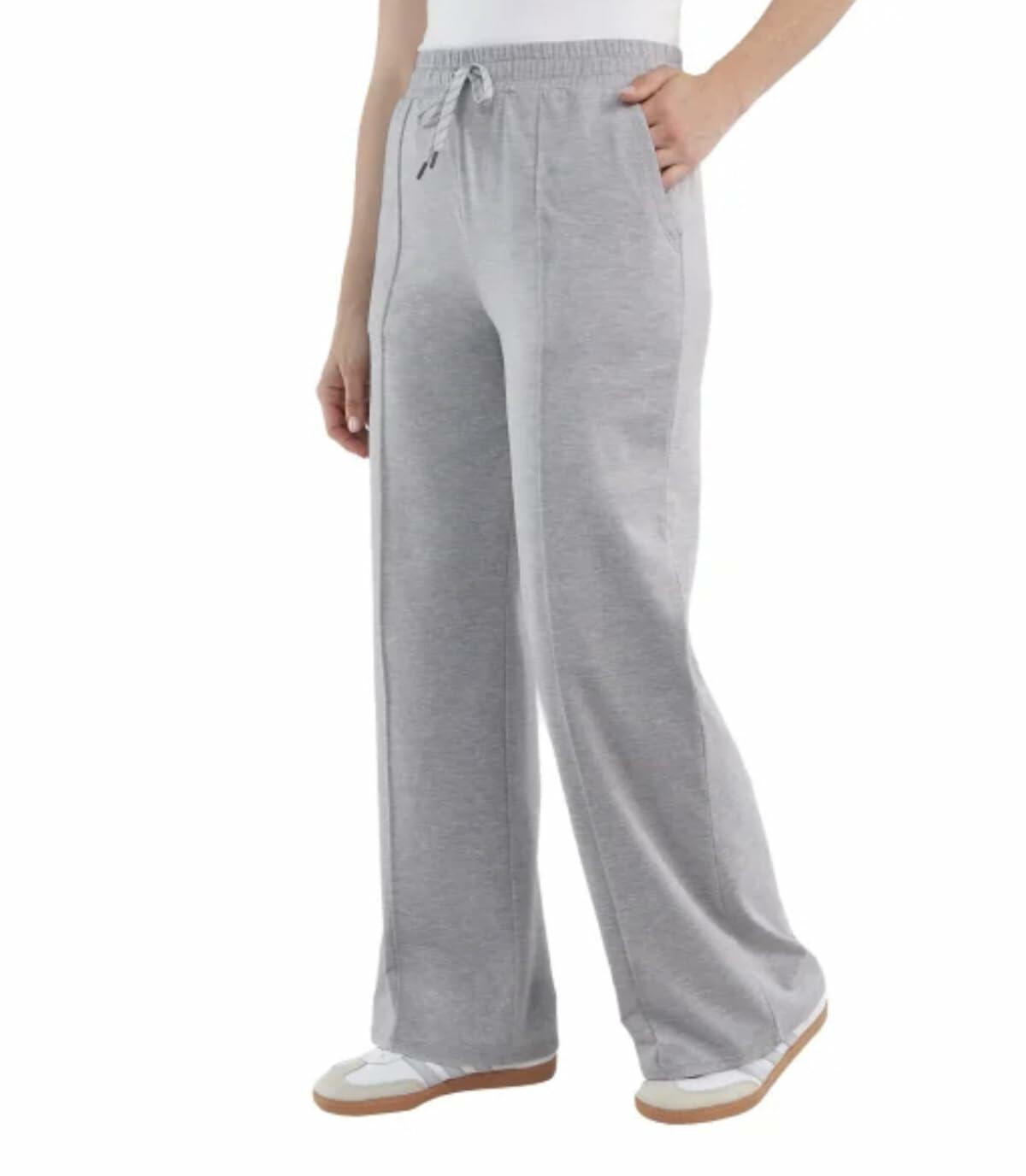 Kirkland Signature Women's Moisture Wicking Lightweight Pintuck Pant (US, Alpha, XX-Large, Regular, Regular, Pale Gray Heather (Light Gray))