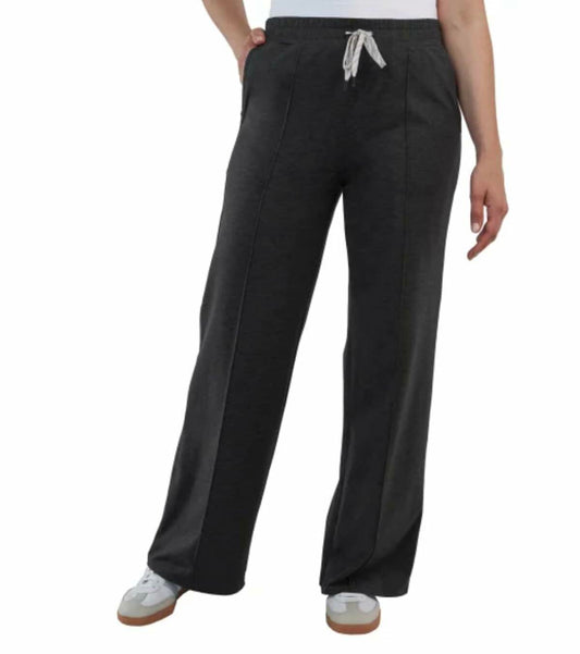 Kirkland Signature Women's Moisture Wicking Lightweight Pintuck Pant (US, Alpha, X-Large, Regular, Regular, Black Noir Heather (Black))