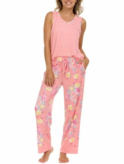 Flora Nikrooz FN Women's Super Soft 3 Piece Pajama Sleep Set, Robe, Tank, and Pant (US, Alpha, XX-Large, Regular, Regular, Pink Floral)