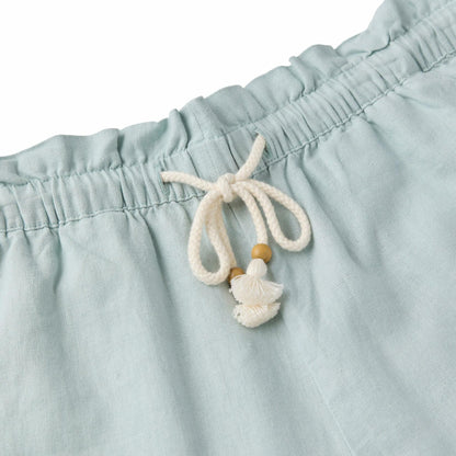 HANG TEN Women's Linen Blend Summer Shorts - Lightweight Casual Elastic Waist Shorts with Pockets - Relaxed Fit (Blue, XXL)