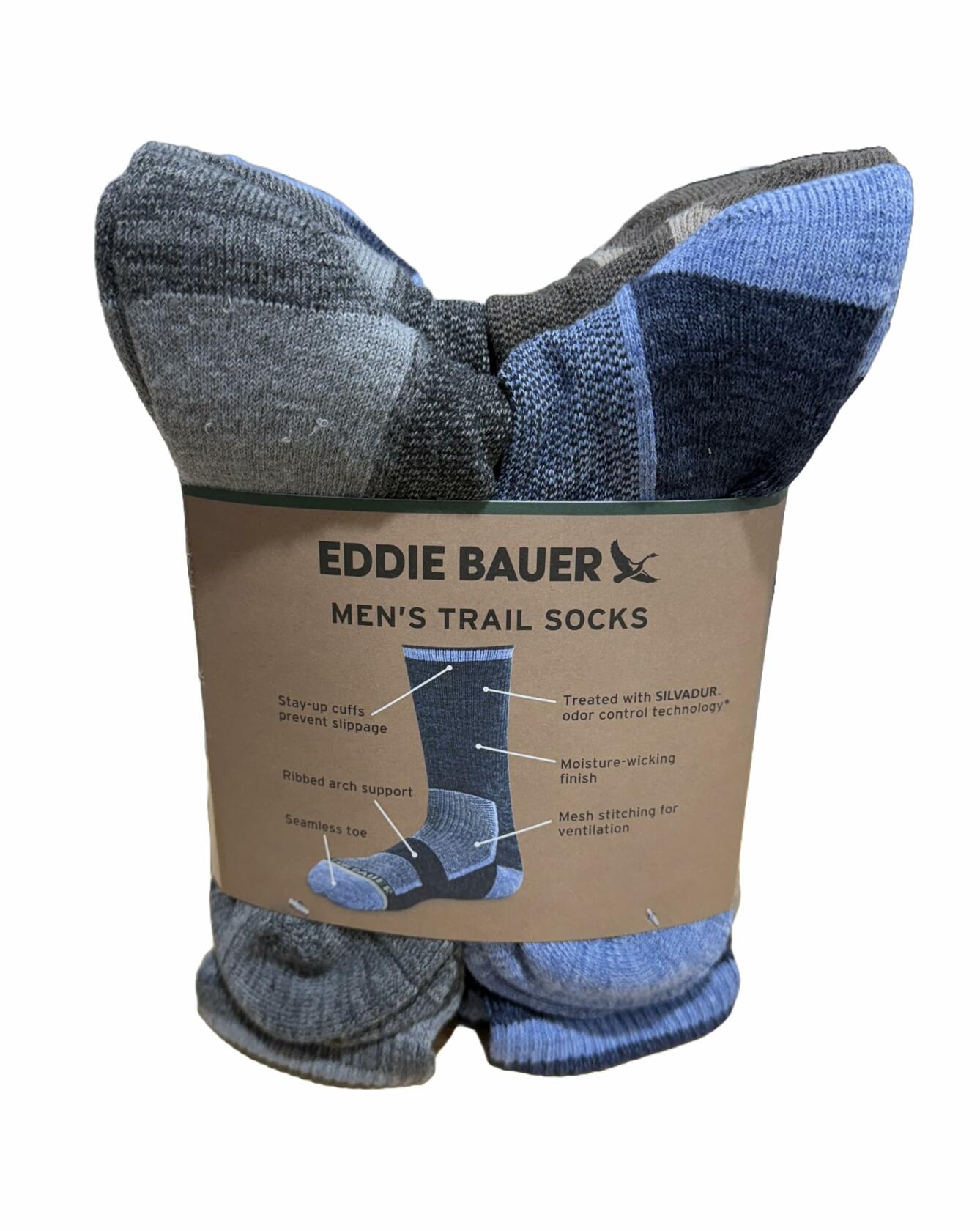 Eddie Bauer Men's Trail Socks - 6-Pack Sizes 6-12