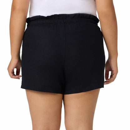 HANG TEN Women's Linen Blend Summer Shorts - Lightweight Casual Elastic Waist Shorts with Pockets - Relaxed Fit (Black, XXL)