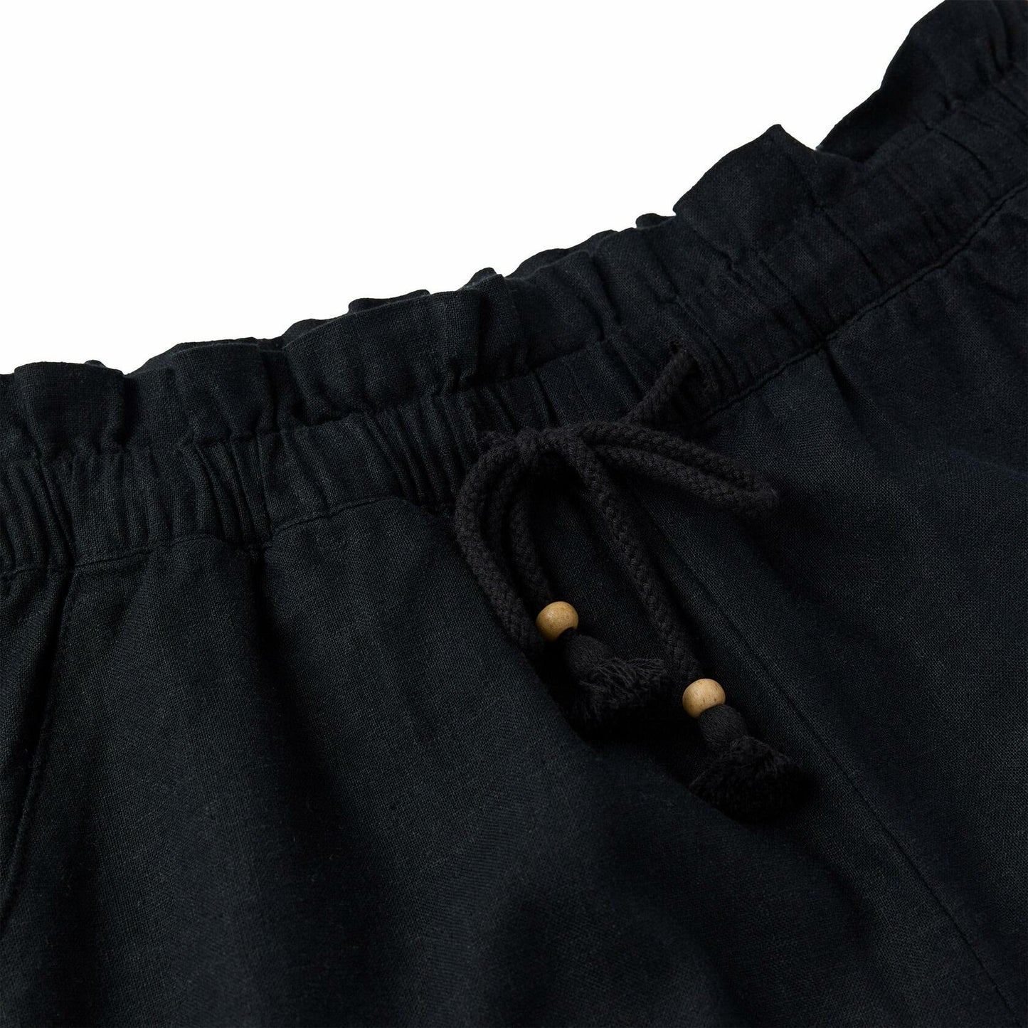 HANG TEN Women's Linen Blend Summer Shorts - Lightweight Casual Elastic Waist Shorts with Pockets - Relaxed Fit (Black, XL)