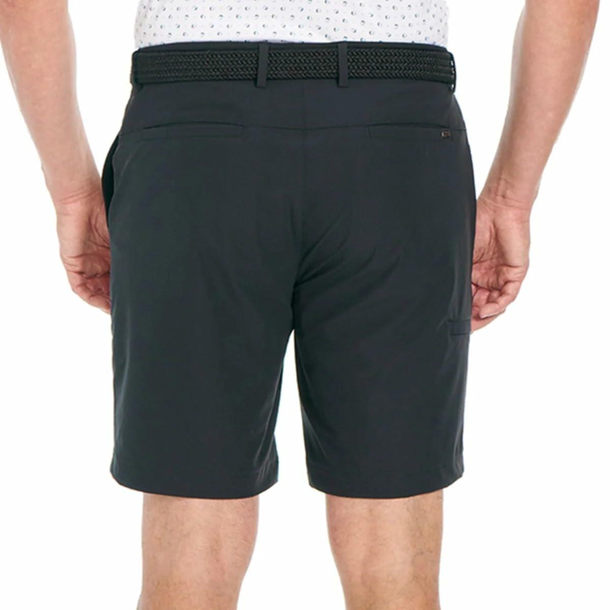 Greg Norman Men’s Stretch Flat Front Lightweight Short - 4-Way Stretch Fabric (Black,32)