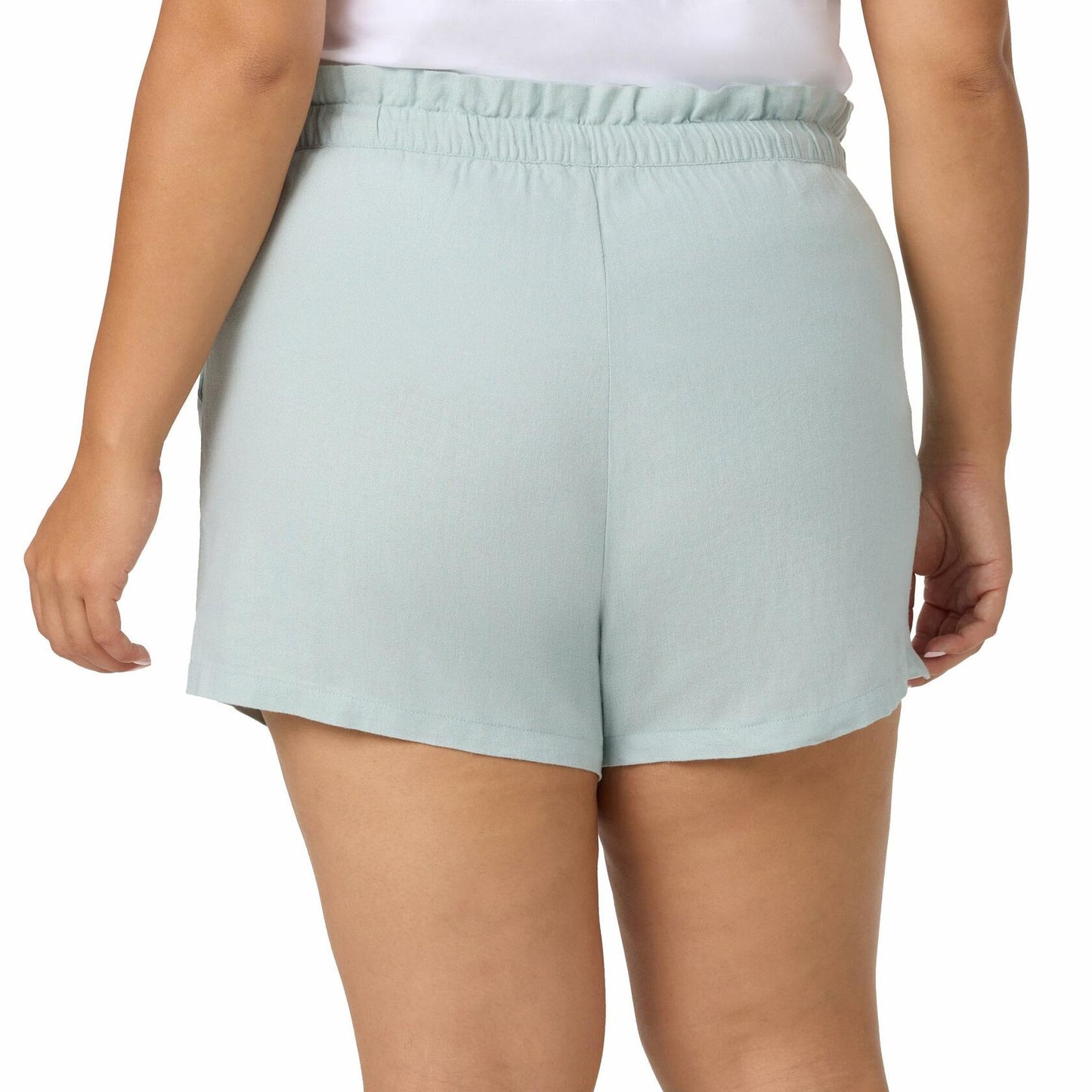HANG TEN Women's Linen Blend Summer Shorts - Lightweight Casual Elastic Waist Shorts with Pockets - Relaxed Fit (Blue, XXL)