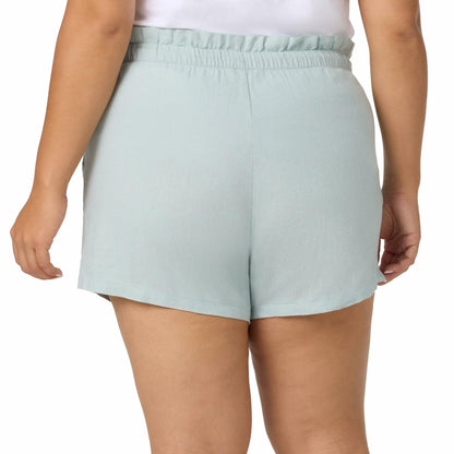 HANG TEN Women's Linen Blend Summer Shorts - Lightweight Casual Elastic Waist Shorts with Pockets - Relaxed Fit (Blue, XXL)