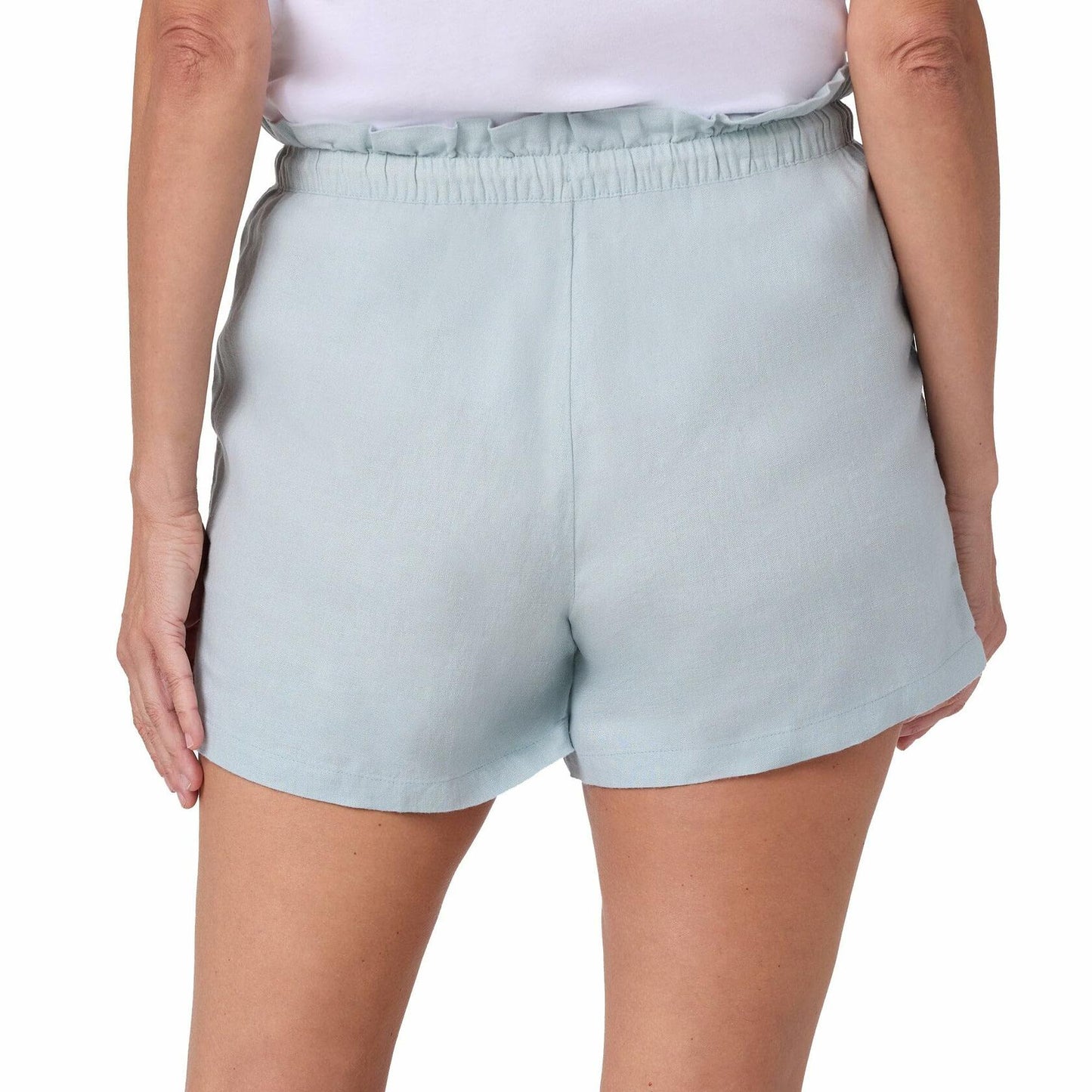 HANG TEN Women's Linen Blend Summer Shorts - Lightweight Casual Elastic Waist Shorts with Pockets - Relaxed Fit (Blue, XXL)