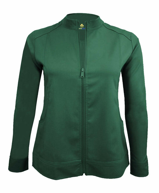 Natural Uniforms Women's Ultra Soft Stretch Zip Up Scrub Jacket (Hunter Green, Large)