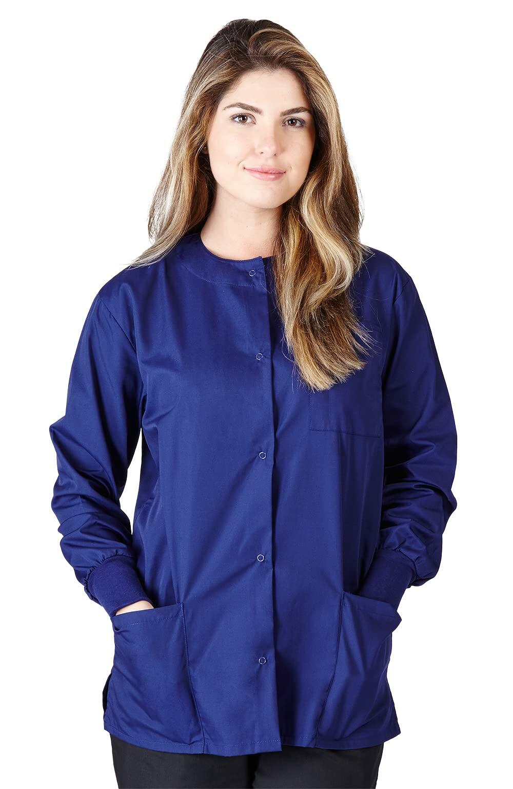 Natural Uniforms Warm Up Scrub Jacket-Navy Blue-Small