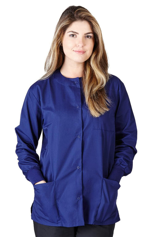 Natural Uniforms Warm Up Scrub Jacket-Navy Blue-Small