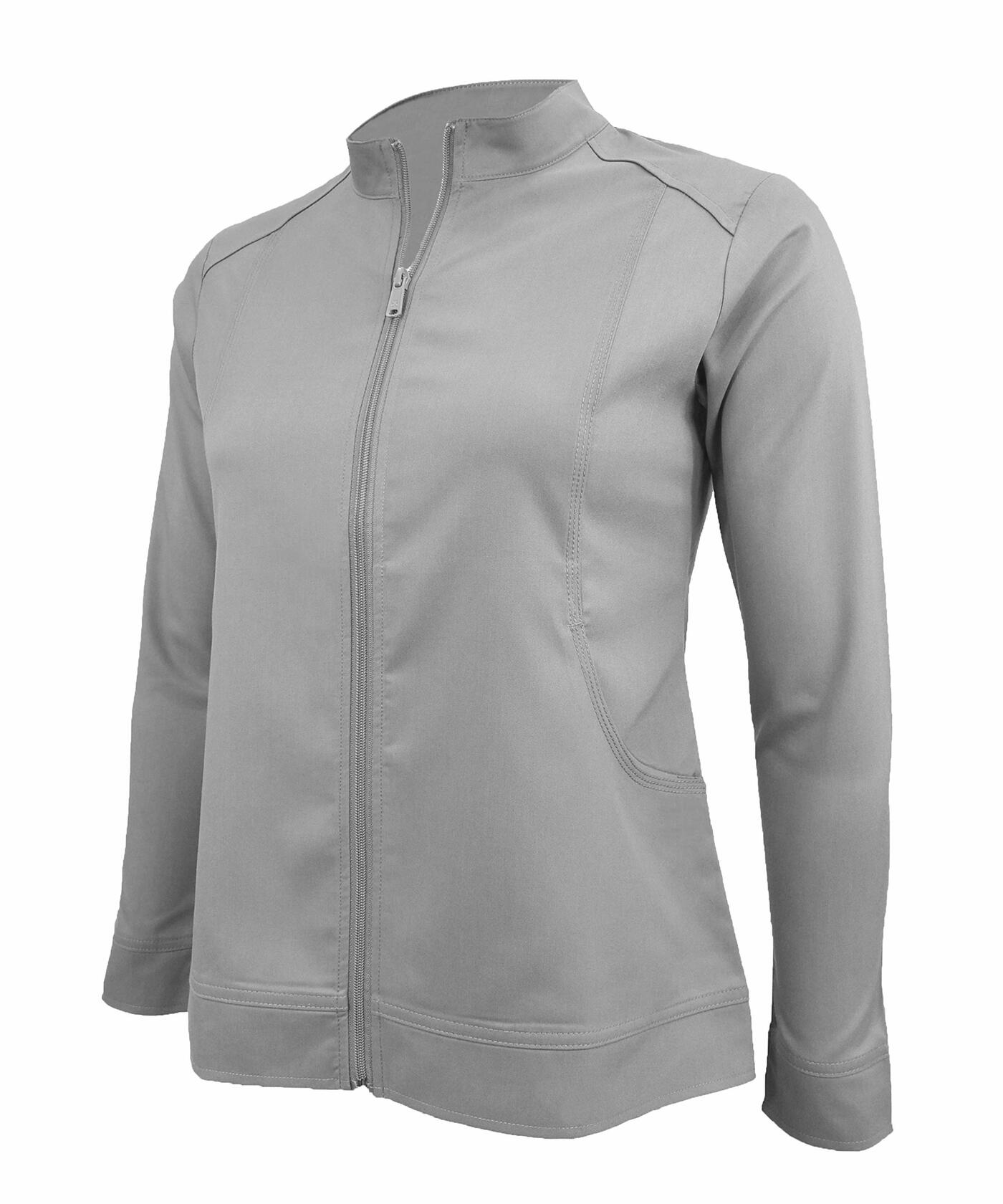 Natural Uniforms Women's Ultra Soft Stretch Zip Up Scrub Jacket (Grey, Medium)