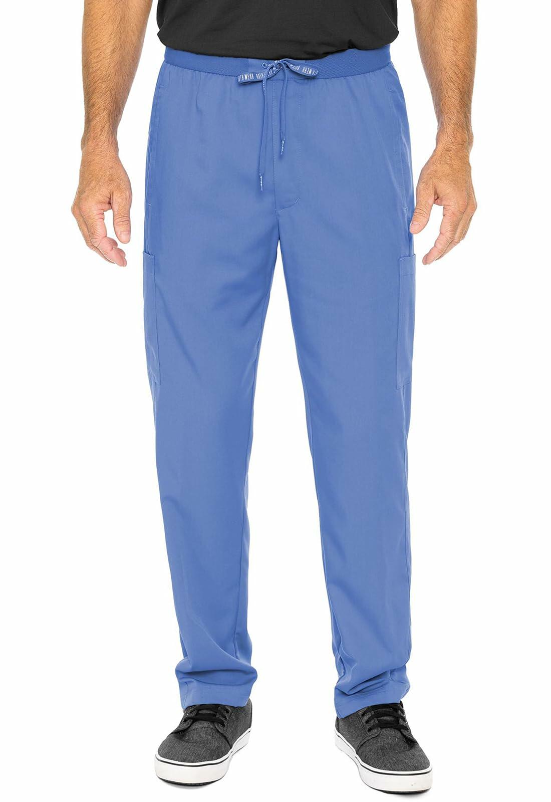 Med Couture Men's Straight Leg Scrub Pant with Zip Fly Front, 6 Pockets, and Elastic Waistband - MC7779S, M Short, Ceil