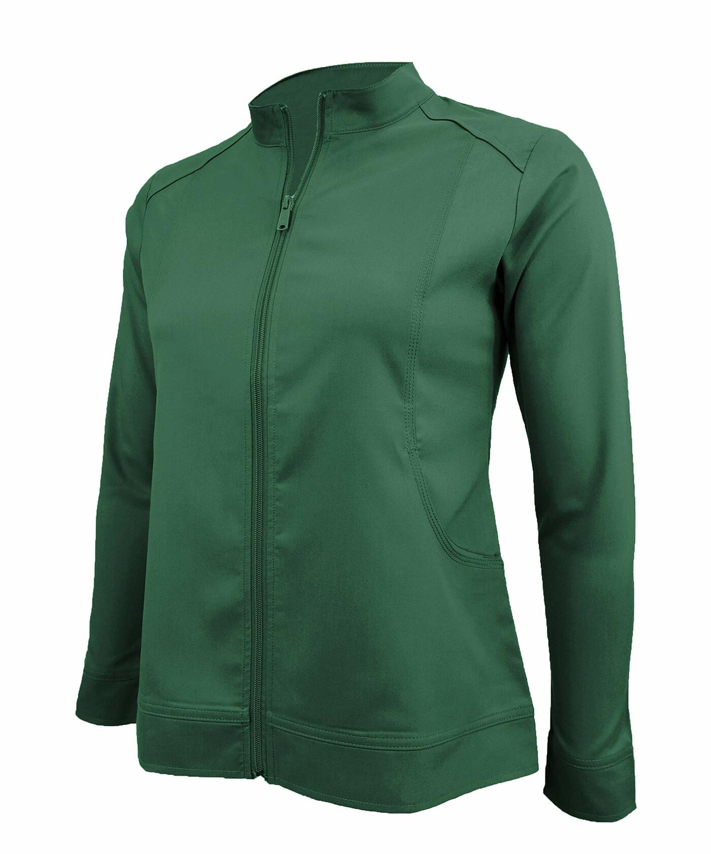 Natural Uniforms Women's Ultra Soft Stretch Zip Up Scrub Jacket (Hunter Green, Large)