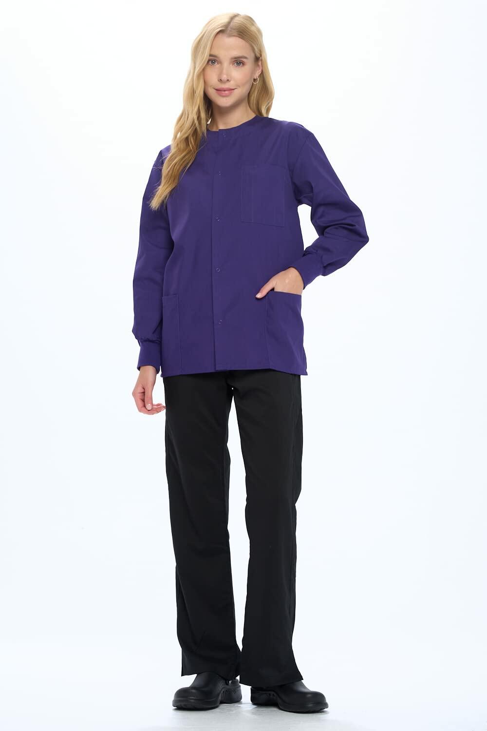 Natural Uniforms Warm Up Scrub Jacket-Purple-Large
