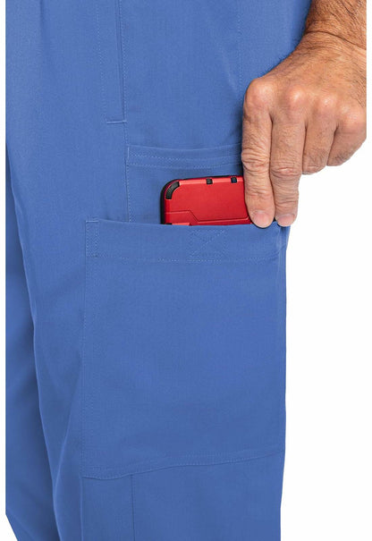 Med Couture Men's Straight Leg Scrub Pant with Zip Fly Front, 6 Pockets, and Elastic Waistband - MC7779S, M Short, Ceil