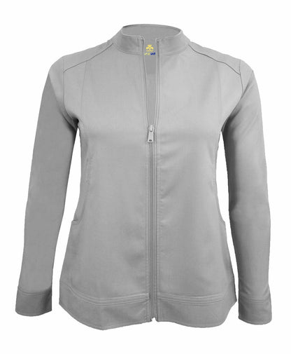 Natural Uniforms Women's Ultra Soft Stretch Zip Up Scrub Jacket (Grey, Medium)