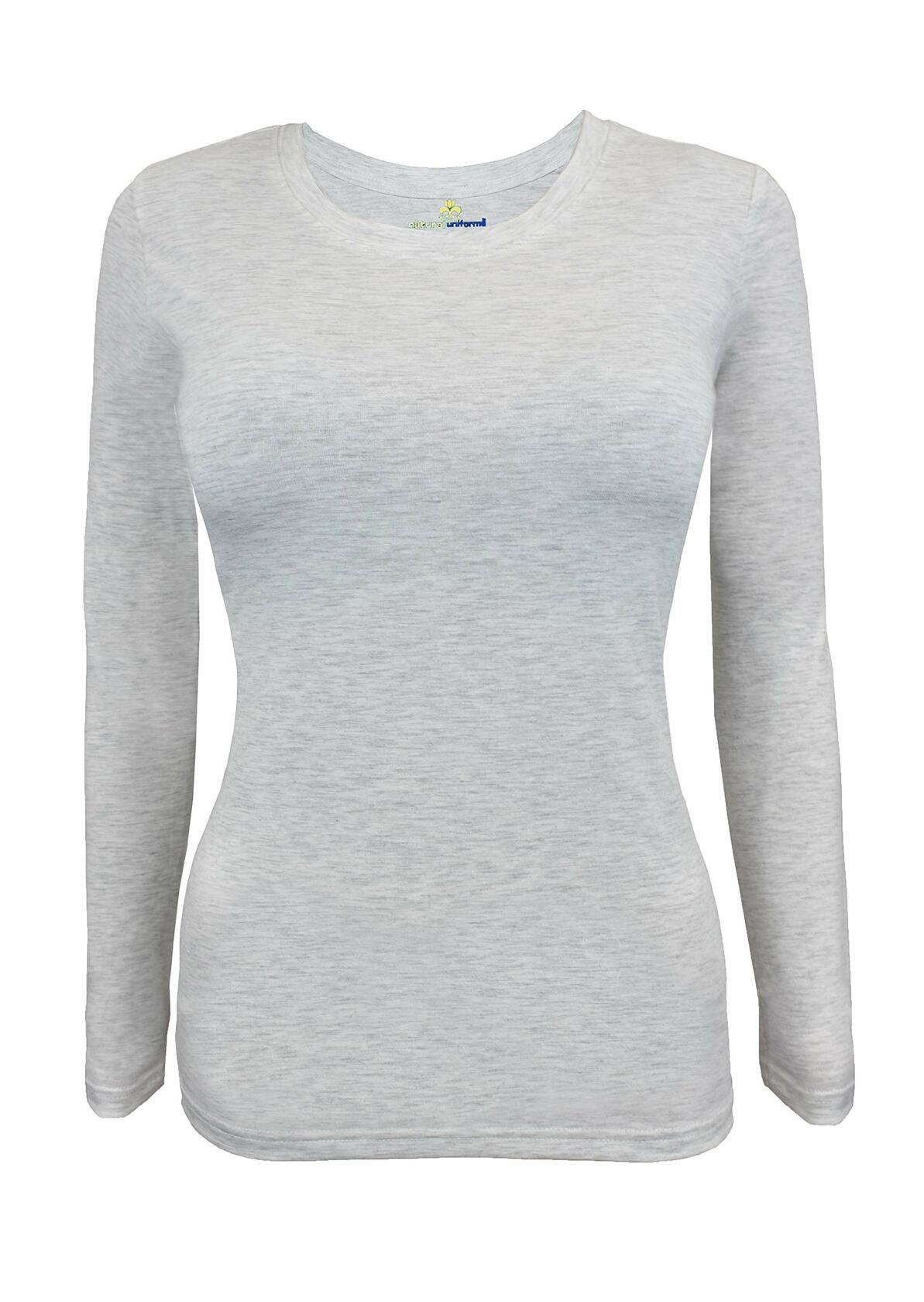 Natural Uniforms Women's Under Scrub Tee Crew Neck Long Sleeve T-Shirt-5-Pack (X-Large, 5 Pack- Heather Grey)