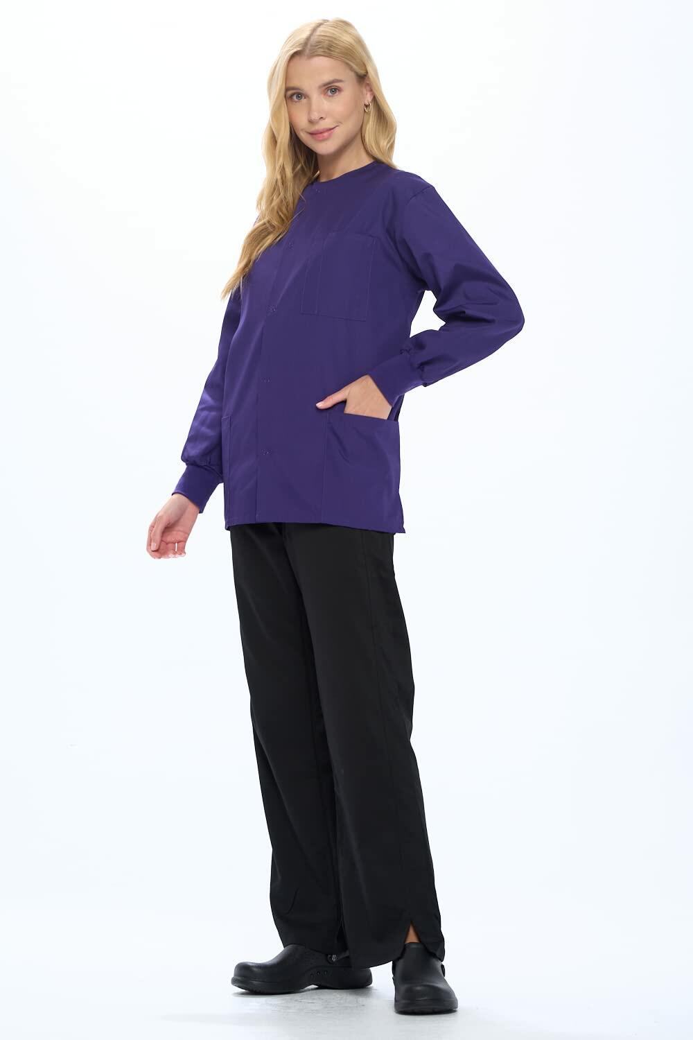 Natural Uniforms Warm Up Scrub Jacket-Purple-Large