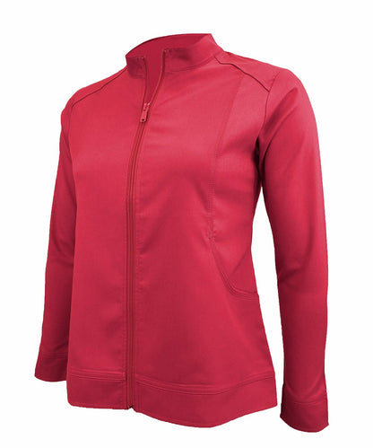 Natural Uniforms Women's Ultra Soft Stretch Zip Up Scrub Jacket (Red, Large)