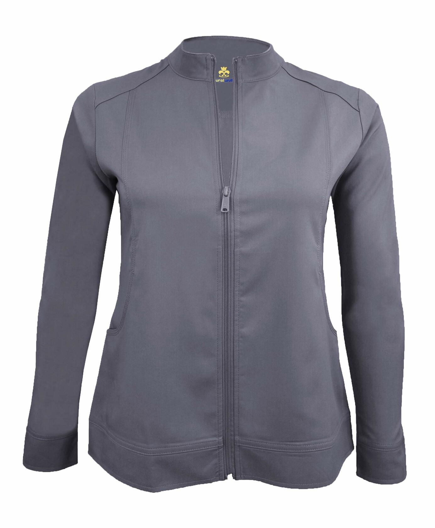 Natural Uniforms Women's Ultra Soft Stretch Zip Up Scrub Jacket (Charcoal, X-Large)