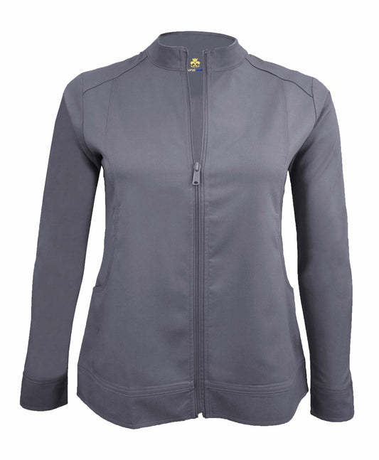 Natural Uniforms Women's Ultra Soft Stretch Zip Up Scrub Jacket (Charcoal, X-Large)