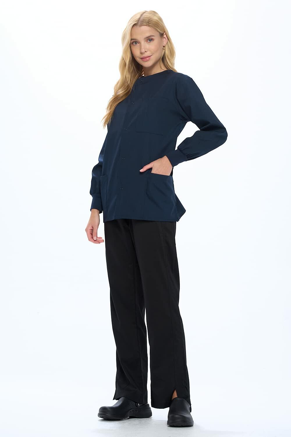 Natural Uniforms Warm Up Scrub Jacket-Dark Navy Blue-5X-Large