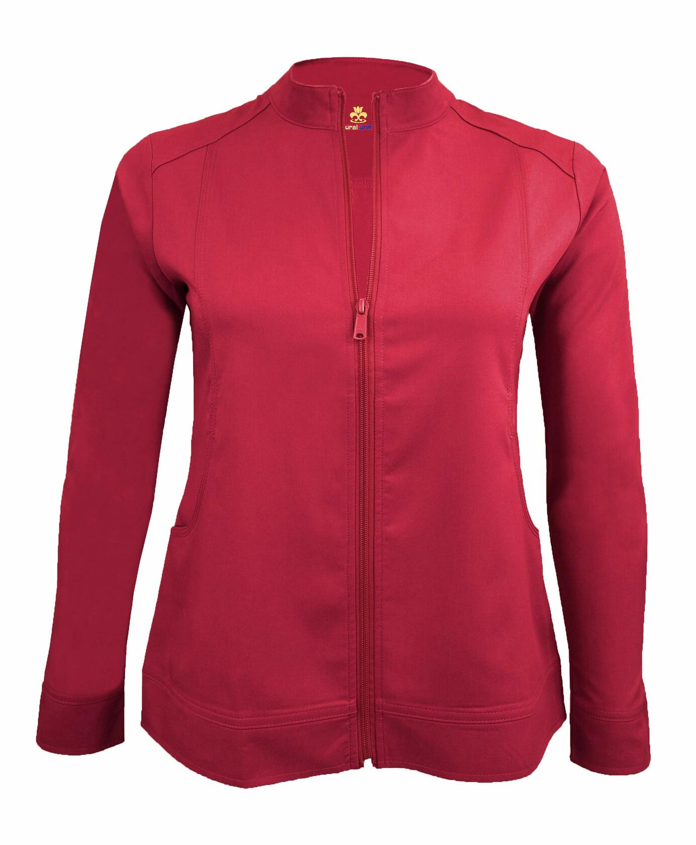 Natural Uniforms Women's Ultra Soft Stretch Zip Up Scrub Jacket (Red, Large)