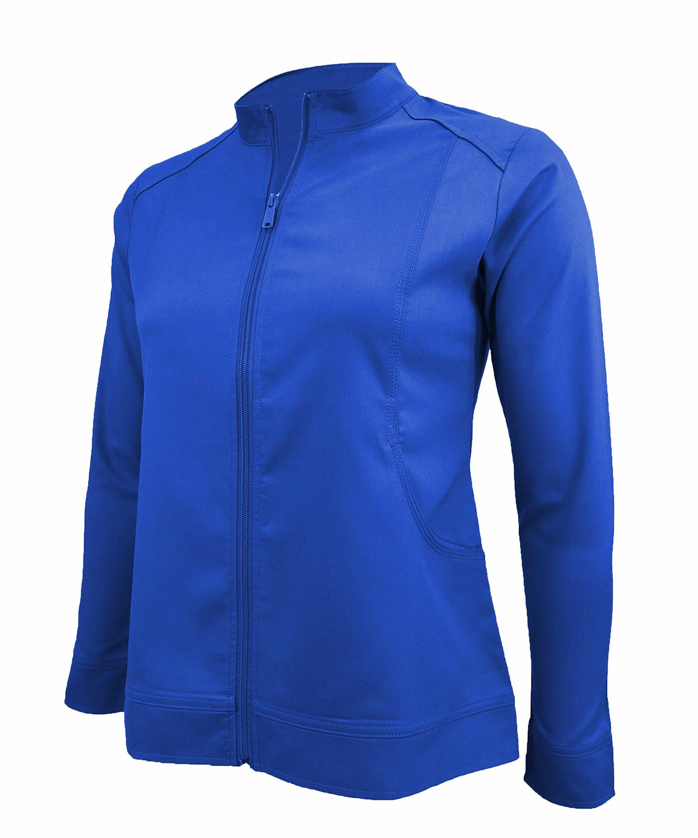Natural Uniforms Women's Ultra Soft Stretch Zip Up Scrub Jacket (True Royal Blue, Large)