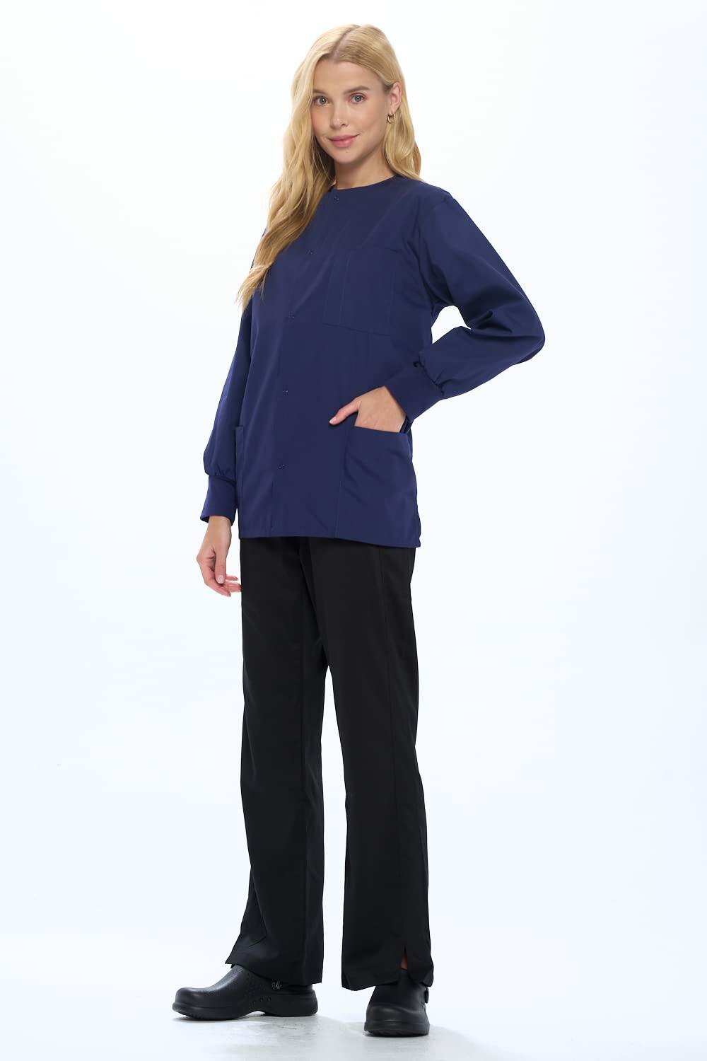 Natural Uniforms Warm Up Scrub Jacket-Navy Blue-Small
